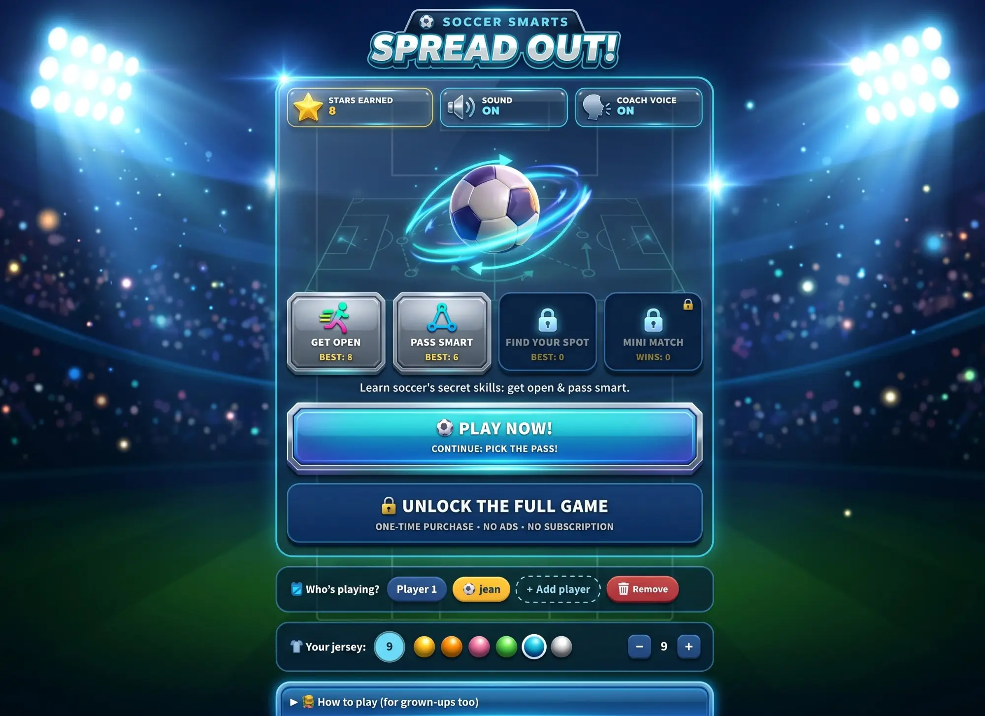 Spread Out! Soccer Smarts game